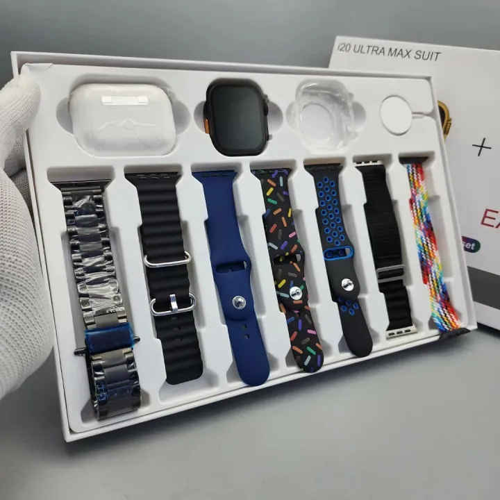 Hiwatch%20i20%20Ultra%202%20,%203%20MAX%20Suit%20SmartWatch%20+%20Airpods%20Pro%20with%20Transparent%20Screen%20Guard%20Watch%20with%20Seven%20Decorated%20Straps%20-%20Image%208