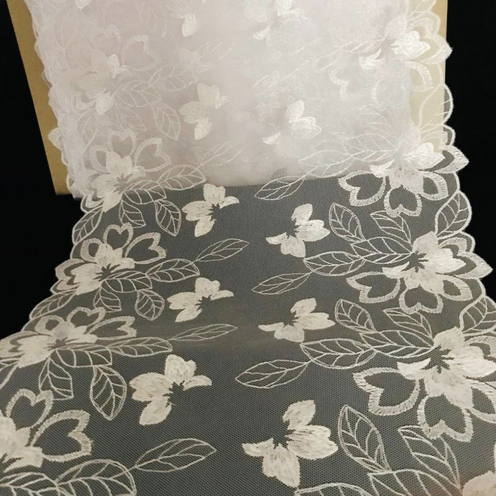 White%20%20Lace%2019cm%20%20-Thread%20Mirror%20Flower%20Embroidery%20High%20Quality%20Lace%20Trim%20For%20Undergarments,Wedding%20Fabric%20-%20Image%202