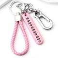 Anti-Lost Keychain Pendant Key Holder with Phone Number Strip Rose Weave Rope Car Key Ring for Men Women. 