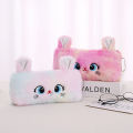 Kawaii Cartoon Cute Cat Plush Pouch Pencil Zipper Fluffy Large Capacity Pen Bag. 