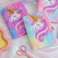 Cartoon Cute Unicorn Notebook Plush Hand Book Diary Book With Lock For Kids Student School Sketchbook Stationery Gift. 