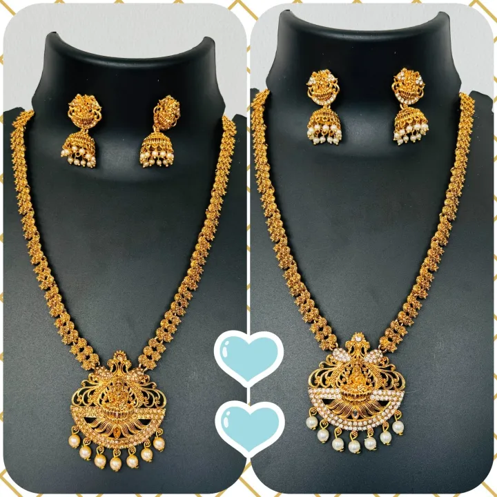Gold%20color%20temple%20design%20long%20necklace%20set%20with%20silver%20color%20stone%20and%20off-white%20pearl%20for%20women%20and%20girl%20-%20Image%202