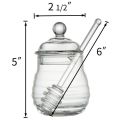 Transparent glass honey jar with lid Honey Jar with Dipper, Clear, 9 Ounces. 