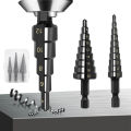 Hexagonal Handle Step Drill Straight Groove Titanium-Plated Drill Bit 3-12 4-12 4-20 Electric Drill Reaming Bench Drill Pagoda. 