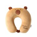 Portable Cartoon Capybara U-shaped Pillow Plush 2 in 1 Travel Neck Support Pillow Soft Eye Mask Pillow Office Chair Cushions. 