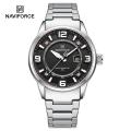 Naviforce watch men's luxury brand simple stainless steel strap luminous youth waterproof quartz watch. 