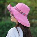 Reversible Fisherman Hat Sun Hat Female Summer Uv Protection Face Cover Sun-Proof Hat Outing and Biking Big Brim Sun Hat. 