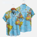 Hawaiian Men's Slim Fit Shirt Floral Men Fashion Map 3d Print Summer Beach Camisa Trip Blouse Casual Male Social Y2k Vintage. 