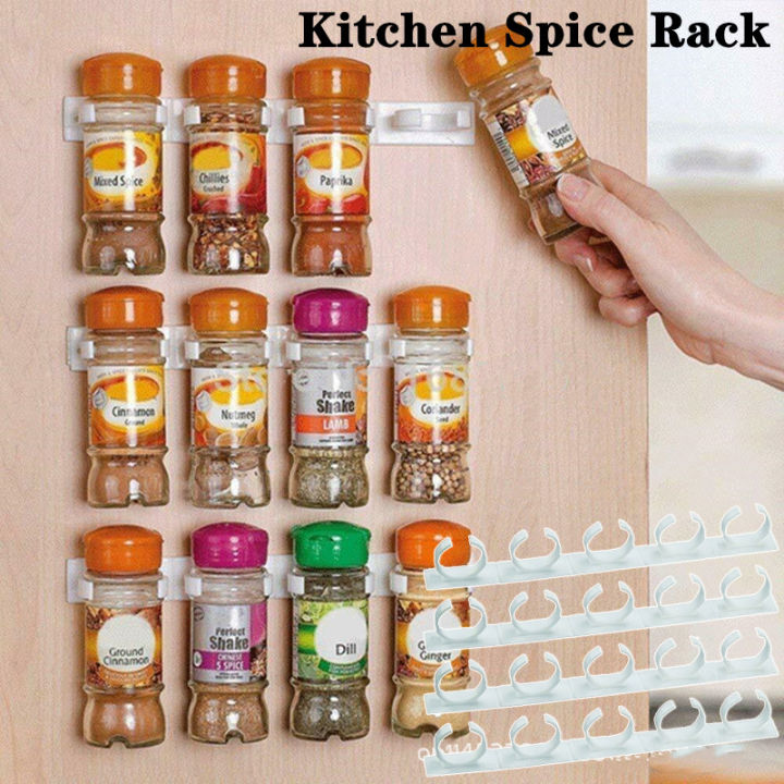 Kitchen Seasoning Bottle Rack Plastic Clip Rack Wall Mounted Spice ...
