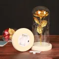 Glass Rose Flower Gift Exquisite Luminous Rose In Glass Dome. 