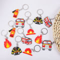 ALIEN 12Pcs Cartoon Firefighter Theme Party Gift Fire Truck PVC Keychains Toy for Kids Birthday Party Favors Pinata Fillers Goodie Bag. 