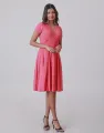 Spring & Summer Wrap Neck Line Dress with Short Sleeves. 