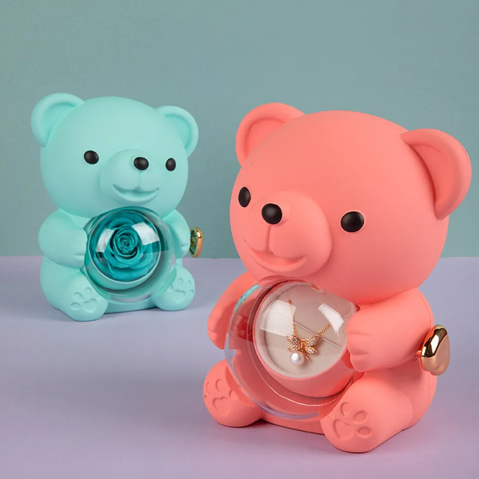 Preserved Rose Gift Box Preserved Rose Hug Bear Gift Set with