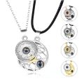 2PCS / Set Couple Gift Jewelry Sun Moon Neckwear Magnet Couple Necklace. 