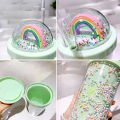 550ml Double Layers Rainbow Plastic Water Bottle With Straw Korean Style Creative Sweet Mug For Milk Coffee Tea Cup. 