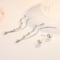 【ZOSR】925 Sterling Silver  Women's Fashion Jewelry High Quality Pearl Long Tassel Drop Simple Back Hanging Earrings Ear Cuff. 
