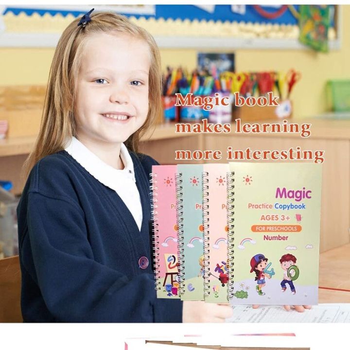 4Books%20Pen%20Magic%20Copy%20Book%20Free%20Wiping%20Children's%20Kids%20Writing%20Sticker%20Practice%20English%20Copybook%20For%20Calligraphy%20Montessori%20Gift%20-%20Image%205