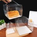 4 Sizes Transparent Cake Square Boxes / PET Paper Bottom Dissert Cake Case Packaging Box for Wedding Birthday Party Decor. 