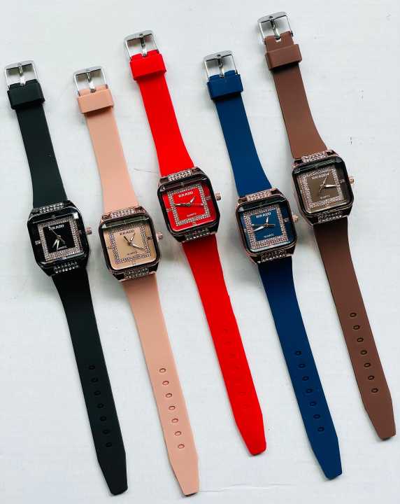 Rradd New Fashionable Ladies Square Small Stone Dial Watches Daraz.lk