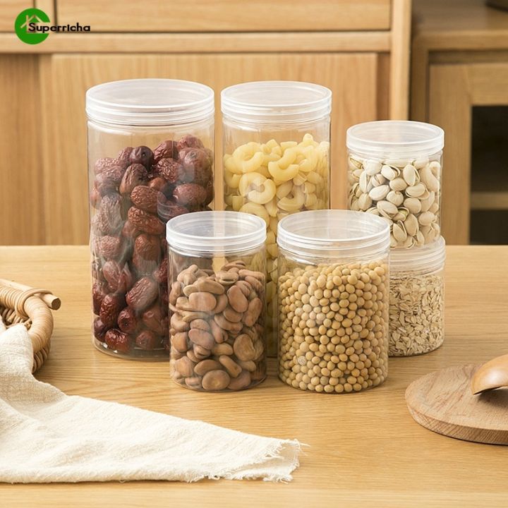 PET Plastic Food Refrigerator Sealed Jar Fresh Food Cans  Kitchen Transparent Plastic Grains Beans Storage Box  Kitchen Organizer Accessories