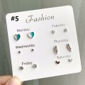 Simple Design One Week Earring Sets Ear Studs for Women Girls. 