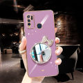 For Vivo Y50 / Vivo Y30 Back Cover + Bowknot Makeup Mirror Fashion Shiny Plating Square Bumper Bling Girls Phone Case Soft TPU Silicone Shockproof Back Cover. 