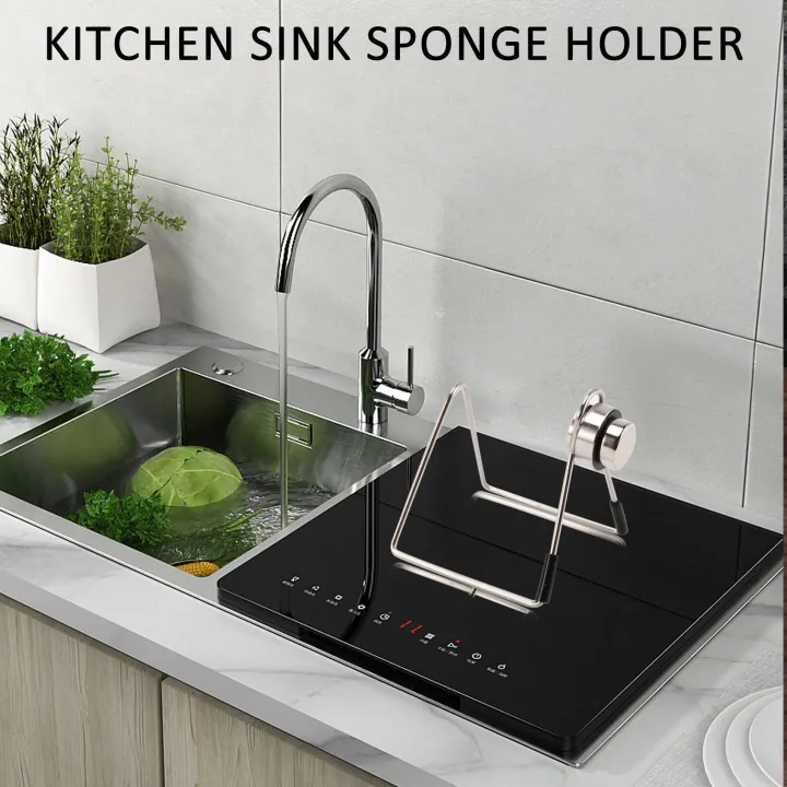 Magnetic Sponge Holder for Kitchen Sink Stainless Steel No Drilling ...