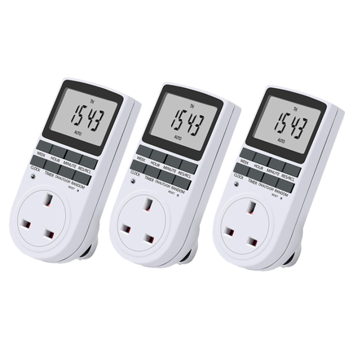 Multi Timer Plug Wurrpopy-3X Uk Plug Digital Timer Plug Socket, Electrical Programmable ...