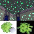 100 Star Stikers Pack, Green Colour Fluorescent Glow in The Dark Star Wall Sticker. 