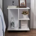VTEC HOME Modern End Side Table with Rolling Wheels, Bedside Table with Open Shelf, Night Stand Storage Shelf - BC600. 