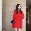 Sweater Student Sweater m Fat Women's Fitted Long Pullover m Stroke Large Size Loose Twist Lazy Jacket Korean Style. 