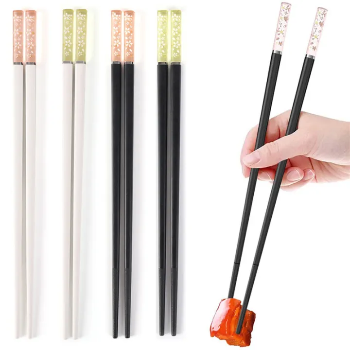 1Pairs Alloy Chopsticks Cherry Blossom Anti-slip Sushi Stick Chopsticks Reusable Dumpling Noodle Chopstick Kitchen Tableware