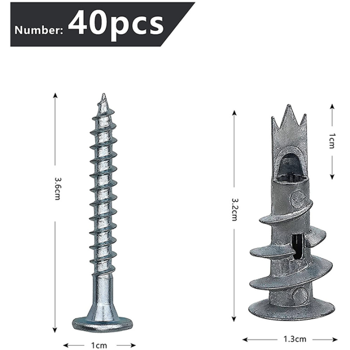 160%20Pcs%20Metal%20Self%20Drive%20Anchor%20Plasterboard%20Dowels%20with%20Screws%204.5%20x%2035mm%20for%20Single-Layer%20and%20Double-Clad%20Plasterboar%20-%20Image%206