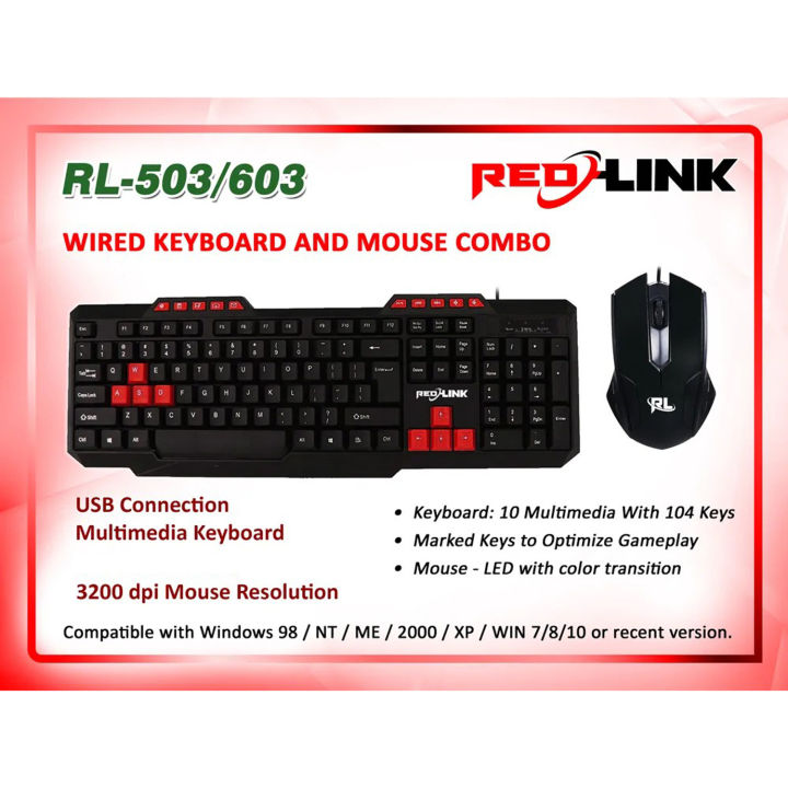 Redlink%20RL-503/603%20USB%20Wired%20Keyboard%20&%20Mouse%20Standard%20104%20Keys%20Ergonomic%20Multimedia%20Keyboard%20for%20PC%20Computer%20Desktop%20Laptop%20Keyboard%20and%20Mouse%20Combo%20-%20Image%205