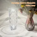 USB Rechargeable Rose Diamond Lamp for Bedside Acrylic LED Touch Table Light 3D Projection 16 Colors Night Lights Crystal Table Lamp. 