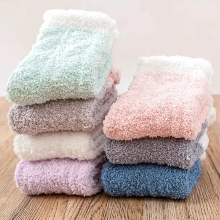 10%20PCS=5Pairs/Lot%20High%20Fashion%20Cute%20Socks%20Women%20Bed%20Socks%20Pure%20Colorful%20Fluffy%20Warm%20Winter%20Kids%20Gift%20Soft%20Floor%20Home%20Sleep%20Socks%20-%20Image%202