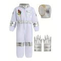 Kids Astronaut Costume, US Space Suit, Unisex Boys and Girls, One-Piece Halloween Roleplay Outfit with Helmet and Gloves. 