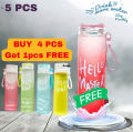 Glass Water Bottle Colour Hello Master With Handle. 