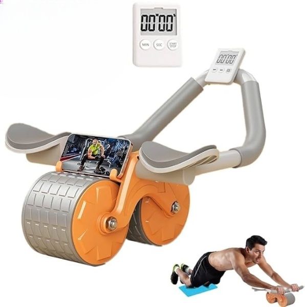 Ultimate Abdominal Roller with Automatic Rebound, Dual Wheels, Elbow Support, and Built-In Timer – Sculpt Your Abs and Strengthen Core Muscles Effortlessly