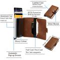 【hot】 SEMORID Credit Card Holder Holder Slim Leather Wallet Pop Up Wallet RFID Blocking Metal Double Card Case For Men And Women. 