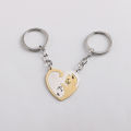 2PCS/Set Yin Yang Cats Couple Keychains Love Heart Round Stainless Steel Pendants Key Chain Valentine's Day Gift. 
