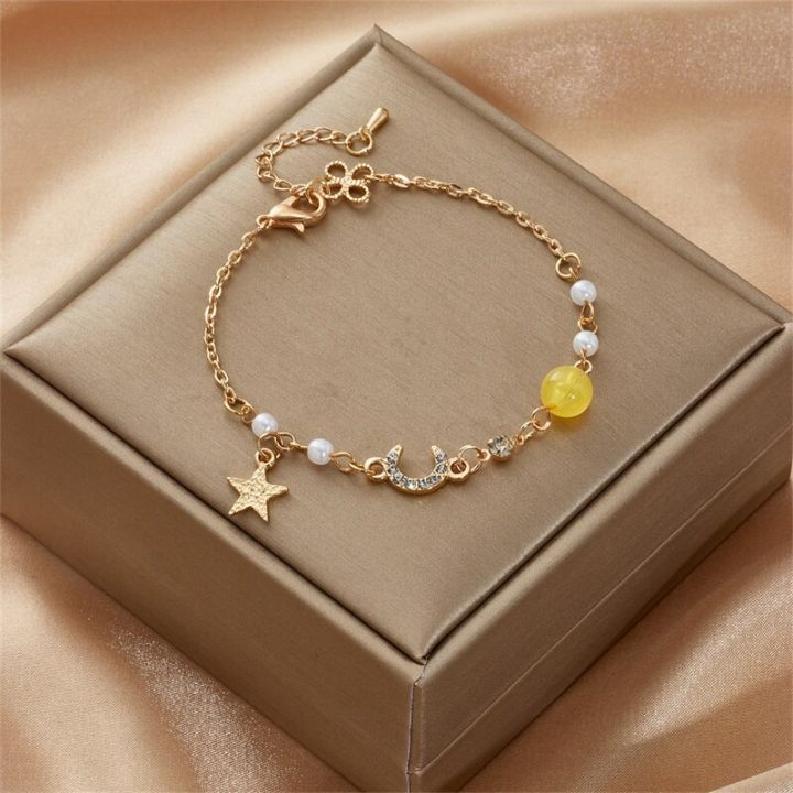 Korean%20Simple%20Star%20Moon%20Zircon%20Pearl%20Bracelet%20For%20Women%20Ladies%20Cute%20Elegant%20Exquisite%20Shiny%20Link%20Chain%20Bracelet%20Charm%20Jewelry%20-%20Image%204