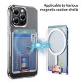 Transparent Wallet Magnetic For Magsafe Metal Ring Holder Case For iPhone 15 14 Pro Max 12 13 Card Slot Holder Phone Bag Cover. 