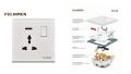 Multi plug base 13A FULINMEN brand switch UK type electrical socket with indicator light. 