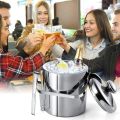 Double-Walled Ice Bucket with Lid, Stainless Steel, 1.3 Liter. 