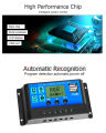 Solar Charge Controller 30A 12V/24V Adjustable LCD Display Solar Panel B-attery Regulator With USB Port Auto PWM Controllers Intelligent System Charging Controller For Home. 
