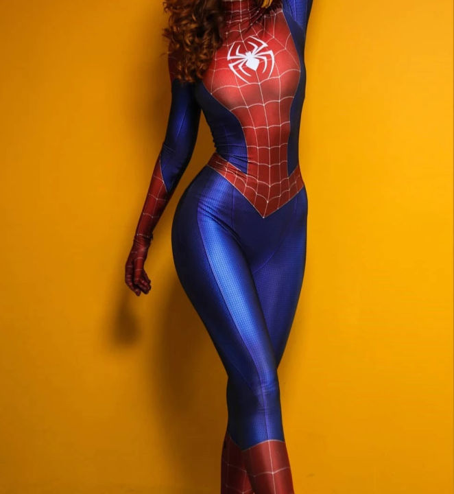 Spiderwoman%20Cosplay%20Costume%20s%20Kids%20Printed%20Spider%20Superhero%20Zentai%20Bodysuits%20Girl%20Woman%20Halloween%20Suit%20-%20Image%204