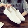 Trendy Leather Shoes Flat Lazy Men's Leisure Shoes Korean Style Shoes Slip-on Autumn Men's All-Match Break Boys Version I in White Waterproof ∶. 