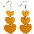 Women 3 Layers Love Heart Dangle Faux Leather Hook Earrings Valentine Day Gift. 