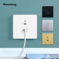 Wenefang Luxury Black Universal Wall USB C Socket, 10W Type-c 2port USB Plug Adapter Outlet, Wall-mounted Eu 220V Electrical Power Socket. 